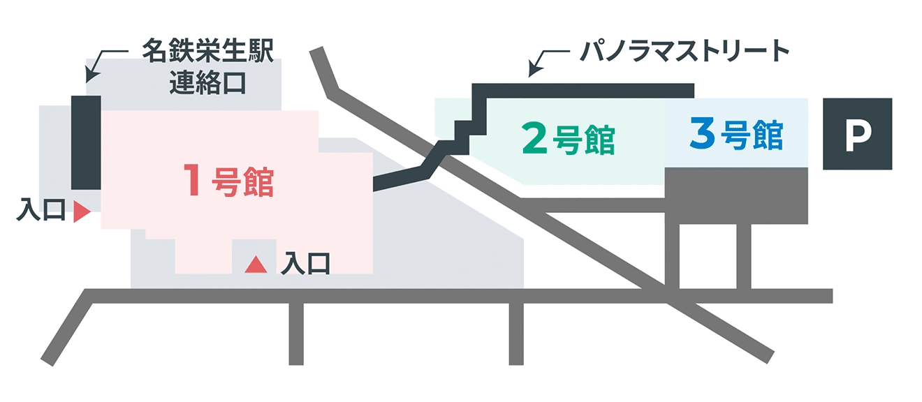 1号館・2号館・3号館の周辺地図